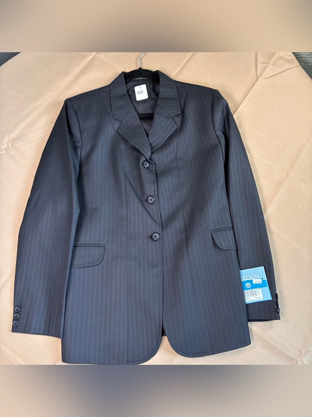 NWT Ovation Women's Gray Pinstripe Show Blazer Suit Jacket 18 Reg